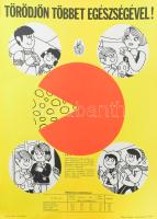 cca 1960 Törödjön többet egészségével! Plakát, Pénzjegynyomda, 48x66,5 cm