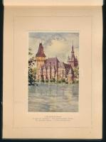 cca 1930 Budapest, album 12 db színes képpel (Budavári Palota a Tabán felől, Parlament, Mátyás-templ...