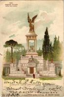 1910 Budapest VIII. Kossuth-mauzóleum, épült Gerster Kálmán építész terve szerint. Athenaeum "Jelenetek Kossuth Lajos élete történetéből" sorozat 1. kiadás VIII. kép. Emb. litho (EB)