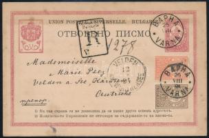 1894 Díjjegyes levelezőlap 2 bélyeges kiegészítéssel / PS-card with additional franking