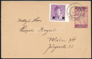 1919 Díjjegyes levelezőlap díjkiegészítve / PS-card with additional franking to Vienna