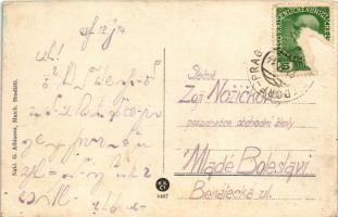 1914 Mnichovo Hradiste, Münchengrätz; Námestí / square, hotel, shops. G. Albínová (wet corners)