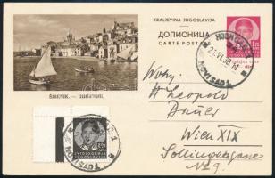 1938 Díjjegyes levelezőlap ívsarki bélyeggel kiegészítve / PS-card with additional franking