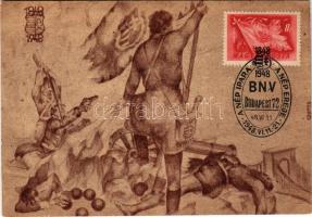 Budapest, Budapesti Nemzetközi Vásár BNV a Centenárium évében 1948. június 11-21. Budavár ostroma 1848-ban. Bélyeggyűjtők Szakkönyvtára, szerk. Légrádi Dezső. TCV card + "A NÉP IPARA - A NÉP EREJE 1848-1948 BNV Budapest" So. Stpl. (EB)