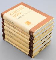 Kertész Imre 7 műve:  Sorstalanság, A száműzött nyelv, Kaddis a meg nem született gyermekért, Gályanapló, Az angol lobogó, A kudarc, Valaki más.  Bp.,1999-2002.,Magvető. Kiadói kartonált papírkötések, kiadói papír védőborítókban.