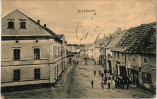 1933 Jesenice, Jechnitz; street view with shops (EK)
