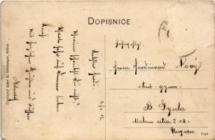 1913 Polanka nad Odrou, Hostinec Dvorek, Skola, Kostel / inn, school, church (Rb)