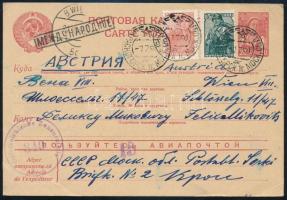 1950 Díjkiegészített díjjegyes levelezőlap / PS-card with additional franking
