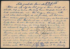 1950 Díjkiegészített díjjegyes levelezőlap / PS-card with additional franking