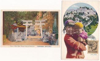 JAPÁN - 8 db RÉGI képeslap vegyes minőségben: templomok, piac, téli táj, kikötő / JAPAN - 8 pre-1945...