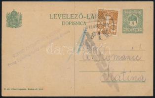 1919 8f díjjegyes levelezőlap horvát bélyeggel feladva / PS-card with Croatian stamp "OSIJEK"