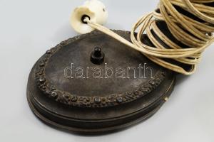 Antik asztali lámpa, üveg búrával, m: 30 cm