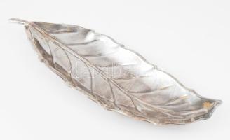 Ezüstözött levél alakú kínáló, h: 33 cm