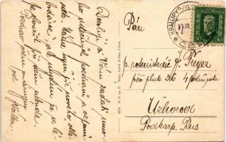 Úzice, Auschitz (Melník); Posta, Dvur, Rbyník, Delnické byty / post office, fishpond, workers' ...