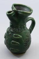 Miska kancsó, mázas kerámia, kézzel festett, jelzés nélkül, hibátlan 19 cm