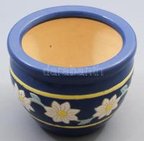Kaspó mázas kerámia, kézzel festett, jelzett, hibátlan d: 18 cm, m: 16 cm