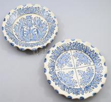 2 db korondi kerámia tál, kézzel festett, jelzett, hibátlan d: 26 cm