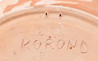 2 db korondi kerámia tál, kézzel festett, jelzett, hibátlan d: 26 cm