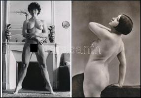 Modern nők, eltérő időben készült, szolidan erotikus felvételek, 2 db mai nagyítás, jelzés nélkül, 21x15 cm