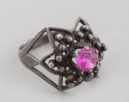 Orosz ezüst (Ag) gyűrű ametiszt berakással, jelzett, m:55, bruttó 3,9g