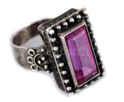 Orosz ezüst (Ag) gyűrű ametiszt berakással, jelzett, m:52, bruttó 5,7g