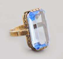 Orosz ezüst (Ag) gyűrű kék kő berakással, jelzett, m:51, bruttó 6,5g