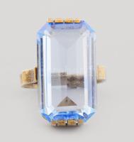 Orosz ezüst (Ag) gyűrű kék kő berakással, jelzett, m:51, bruttó 6,5g