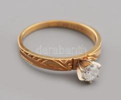 Arany (Au) gyűrű, 0,2ct gyémánttal, 14k, m:51, jelzett, bruttó 2,1g