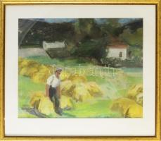 Deli Antal (1886-1960): Aratás. Pasztell, papír, jelzett, 36x45,5 cm, üvegezett fakeretben
