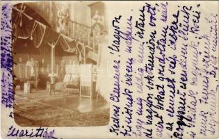 1903 Jám, Iam (Banat); kastély szalon, lépcsőház, belső. A képeslap címzettje Kaas Clemence bárónő (1883-1958), később báró sédeni Ambrózy Gyula felesége / castle interior. photo (EB)