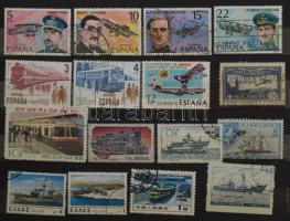 Közlekedés motívum bélyegek sorokkal, köztük egy blokk is, 9 lapos közepes berakóban