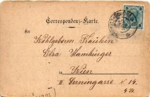 1901 Mikulov, Niklasberg; Kirche, Gasthaus zum blauen Stern / church, general view, inn. Art Nouveau...