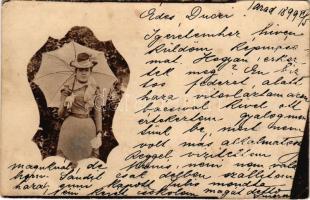 1899 (Vorläufer) Arad, hölgy kalapban, napernyővel / lady with hat and parasol. photo (EB)