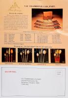 144 részes thaiföldi bronz evőeszköz készlet, jelzett, rózsafa díszdobozban