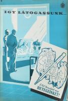 Gönczi-Gebhardt Tibor (1902 - 1994): Így látogassunk, Egészségügyi Minisztérium Felvilágosító Központ plakát, lapszéli szakadással, 67x47 cm