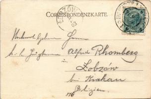 1903 Uherské Hradiste, Ungarisch Hradisch, Magyarhradis; square with shops, town hall. Art Nouveau, ...