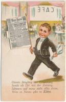 Wien, Vienna, Bécs; Diesen Jüngling zur Erheitrung...E. Schreier / café, waiter, leporellocard with 10 mini images