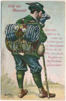 Mariazell (Steiermark), Grüss Gott. Nr. 803. / hiker, leporellocard with 10 small pictures s: Thiele (wet damage)