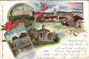 1899 (Vorläufer) Rokycany, Saská Brána, Cerny Kríz, Kalvarie. Art Nouveau, floral (tears)