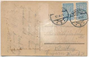 1923 Mariazell (Steiermark), In dem Rucksack wohl versteckt... / hiking woman, leporellocard with 10...