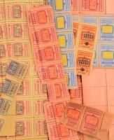 cca 1920-1930 Székesfőváros forgalmi adóbélyeg tétel, nagy öszefüggésekben, ívdarabokban