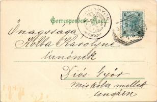 1900 Frantiskovy Lázne, Franzensbad; Kirchstrasse / street view, church, shops (EB)