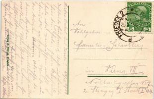 1913 Frydek, Frydek-Místek, Friedeck; Kaiser Franz Josefs Strasse, Marienkirche, Sparkassagebäude, V...