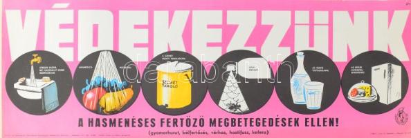 1971 Védekezzünk a hasmenéses fertőző megbetegedések ellen! Egészségügyi felvilágosító plakát, 24x67 cm