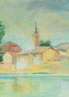 Jelzés nélkül, feltehetően XX. közepe: Vízpart (Tisza?). Olaj, vászon, 60×80 cm