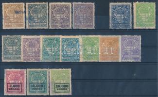 1923/1926 Lakásügyi illeték bélyeg sor, majdnem komplett