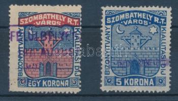 ca 1930 Szombathely városi illetékbélyegek 1K, 5K