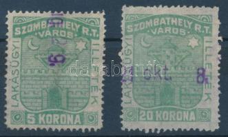 ca 1930 Szombathely városi illetékbélyegek 5K, 20 K