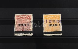 ca 1925 Szombathely városi illetékbélyegek felülnyomásokkal 10 000K, 100 000 K