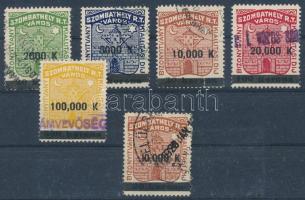 ca 1925 Szombathely városi illetékbélyeg sor felülnyomásokkal
